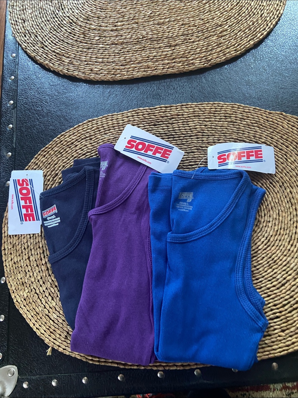 Soffe Girls Ribbed Tank Tops in Blue, Purple, Black - Size Large